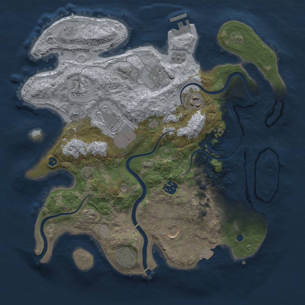 Rust Map: Procedural Map, Size: 3500, Seed: 1276395544, 13 Monuments