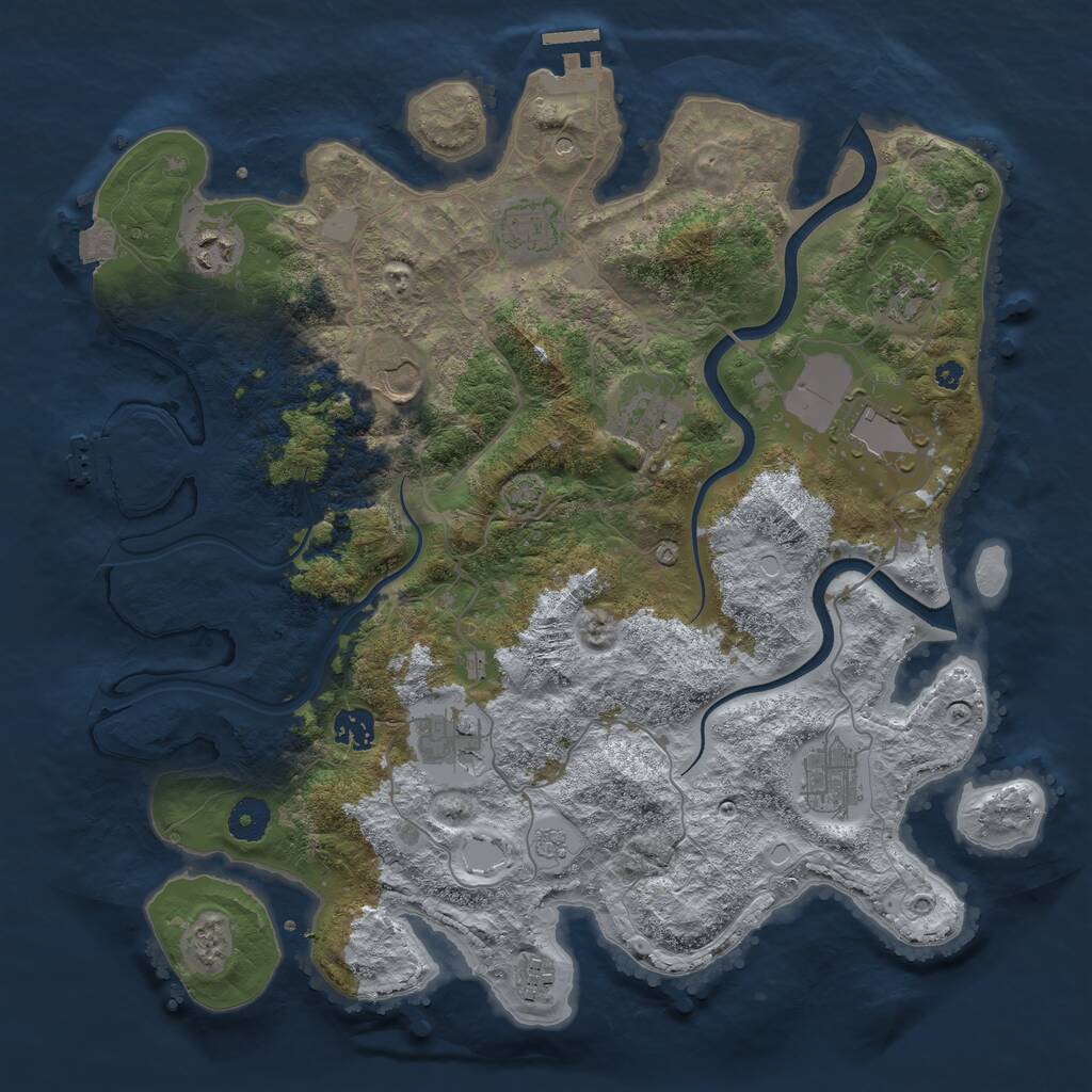 Rust Map: Procedural Map, Size: 3850, Seed: 429789668, 16 Monuments