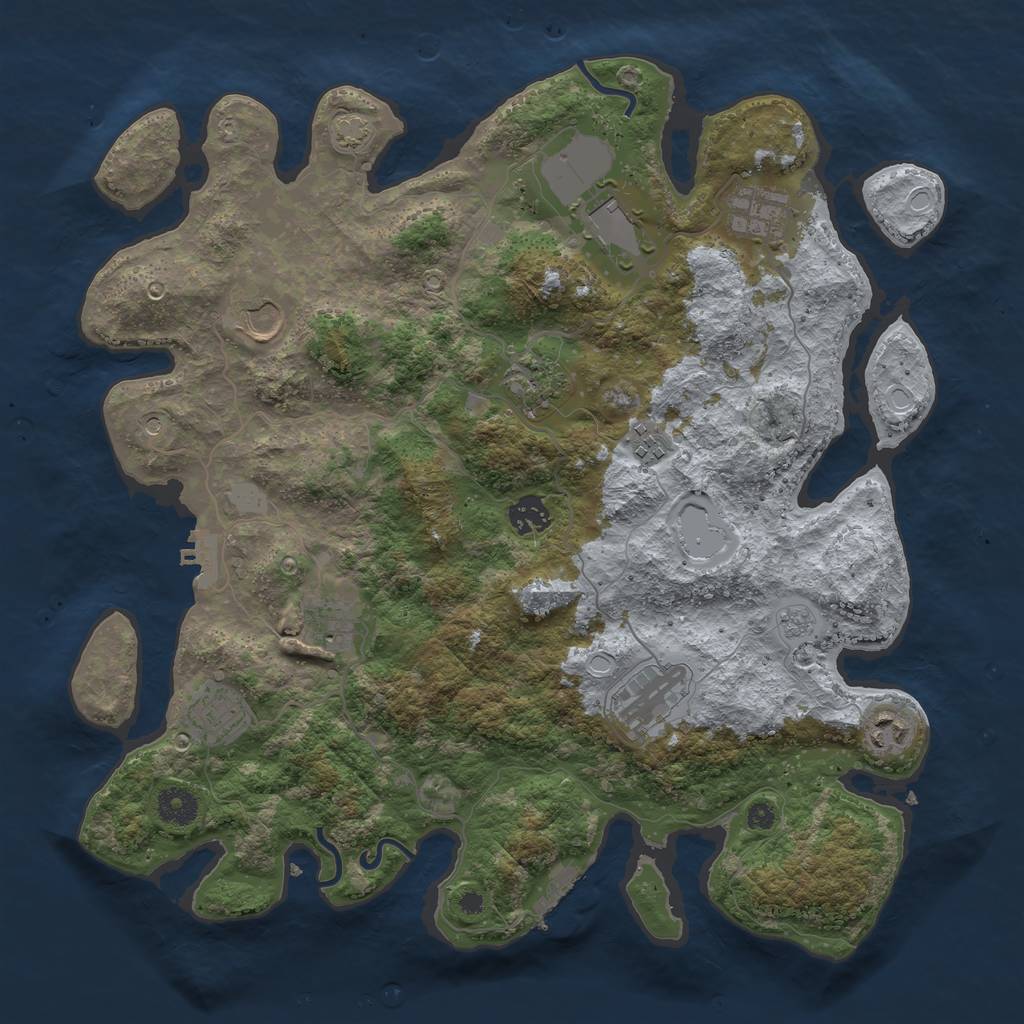 Rust Map: Procedural Map, Size: 3850, Seed: 440465531, 18 Monuments