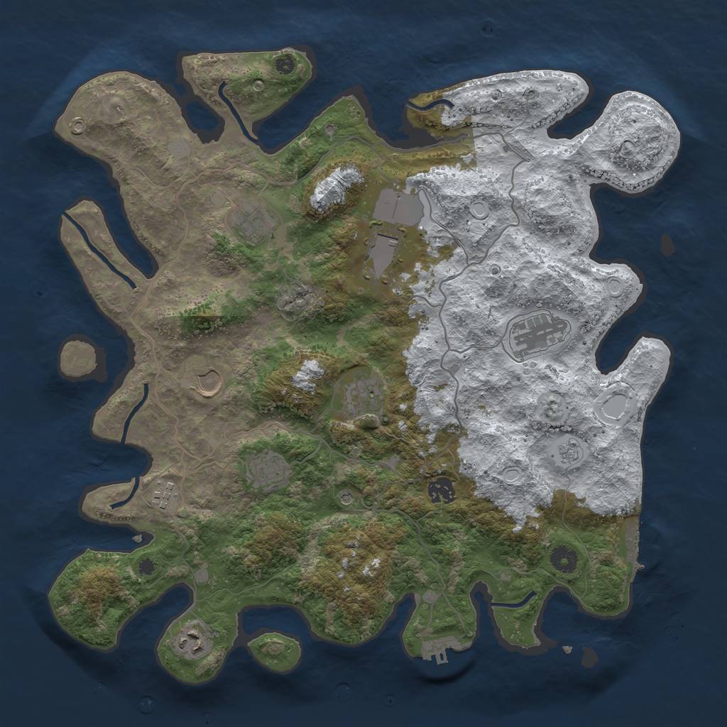 Rust Map: Procedural Map, Size: 4000, Seed: 1496707364, 18 Monuments