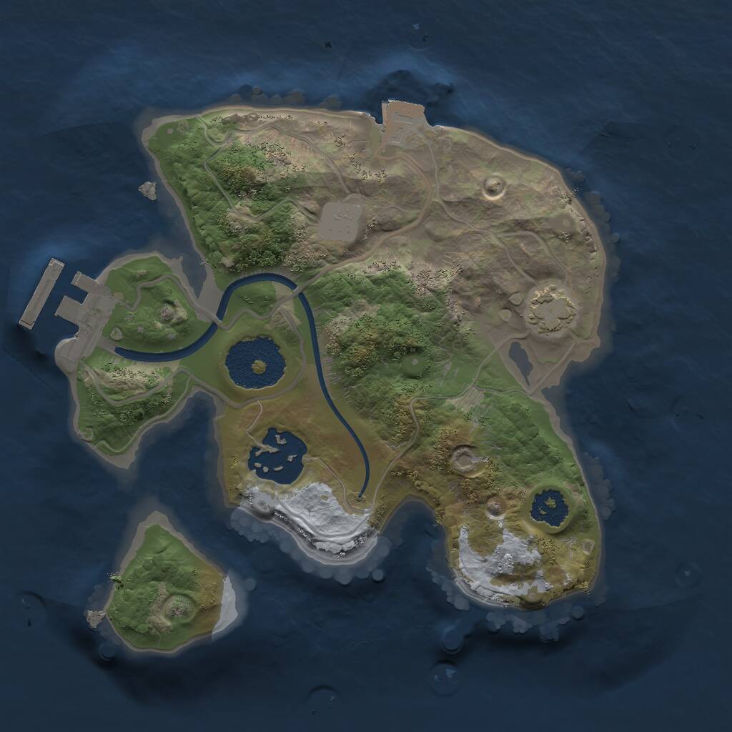 Rust Map: Procedural Map, Size: 2000, Seed: 1161777943, 4 Monuments