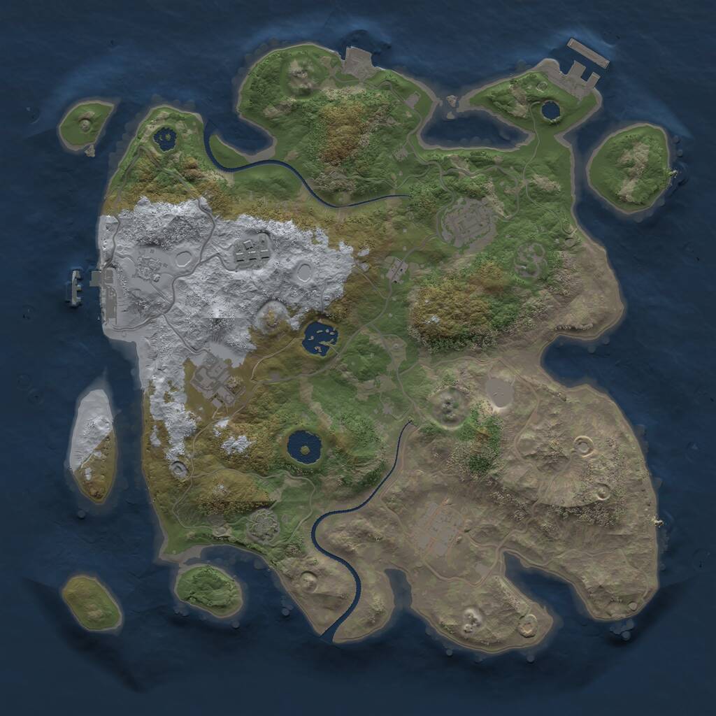 Rust Map: Procedural Map, Size: 3200, Seed: 2, 10 Monuments