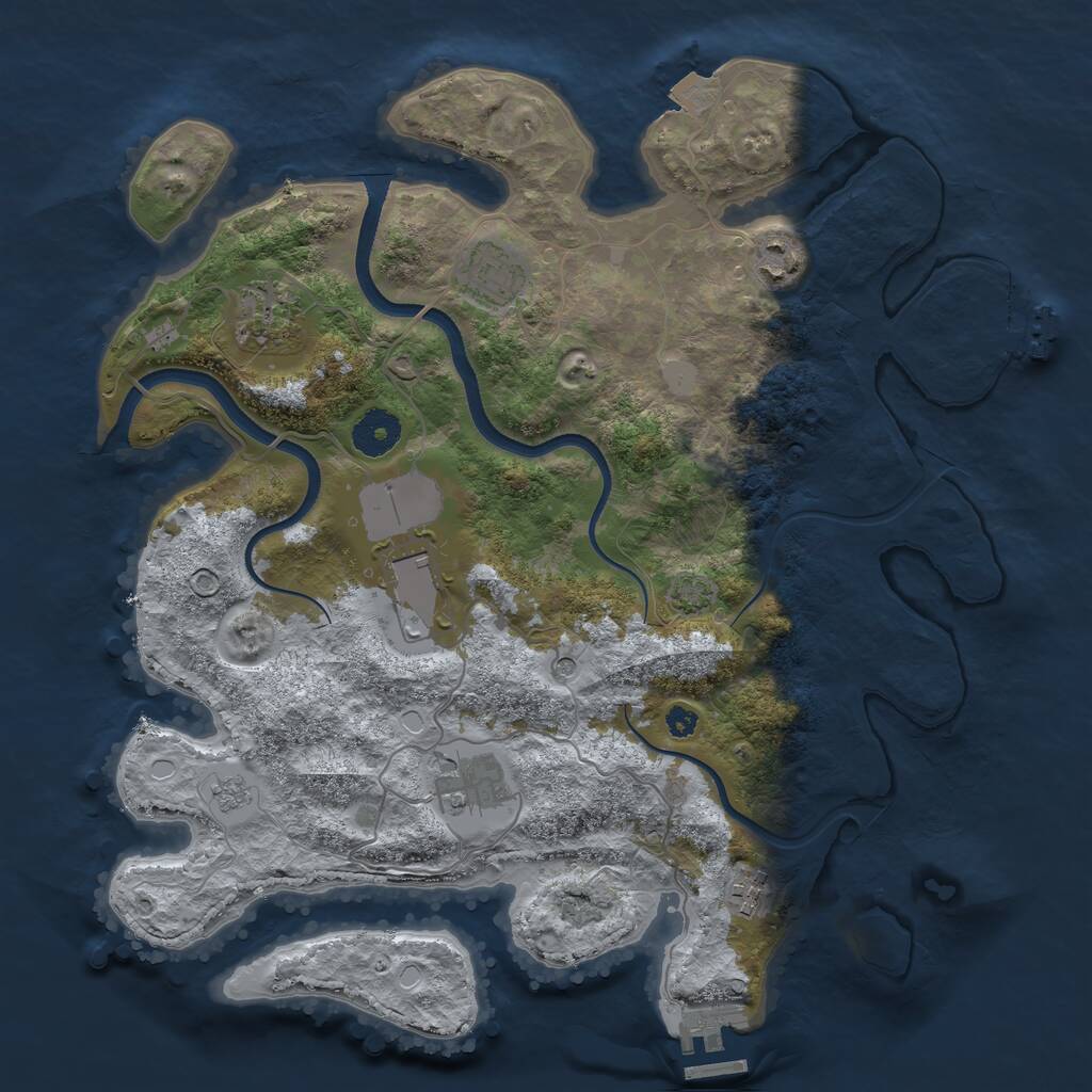 Rust Map: Procedural Map, Size: 3500, Seed: 832411454, 12 Monuments