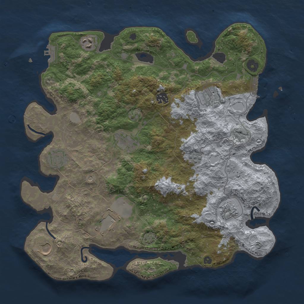 Rust Map: Procedural Map, Size: 3800, Seed: 1160260460, 17 Monuments