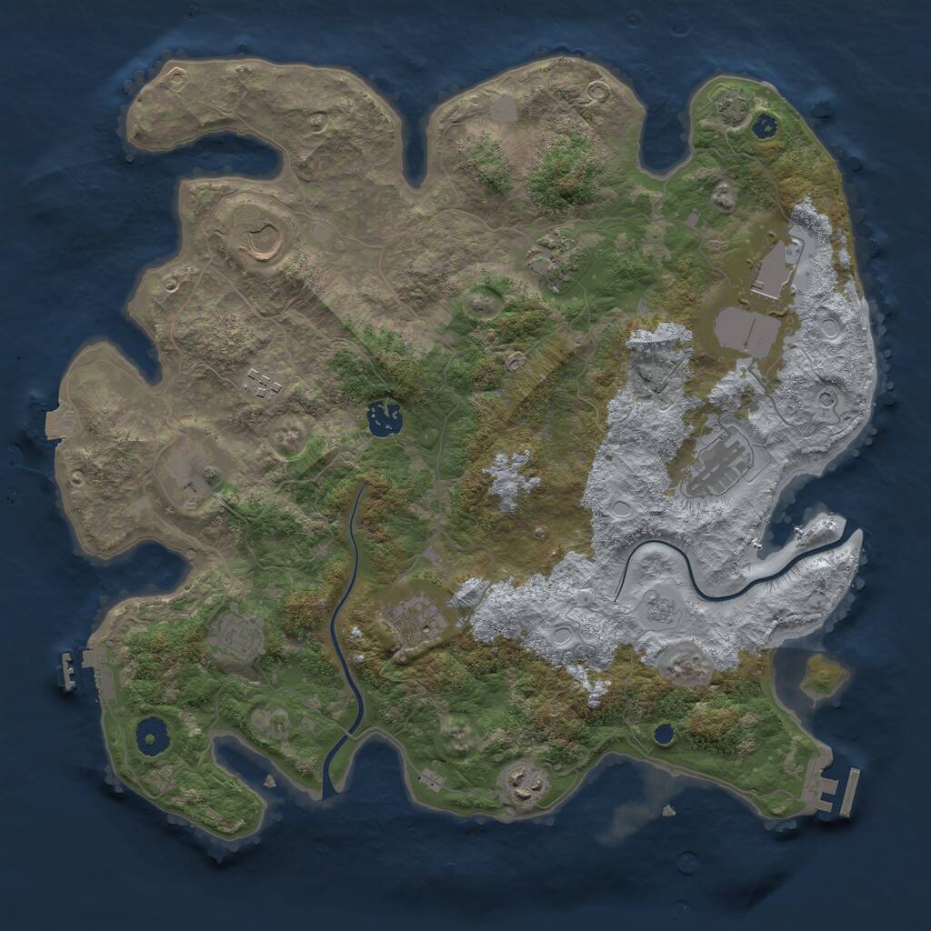 Rust Map: Procedural Map, Size: 3850, Seed: 889411043, 16 Monuments