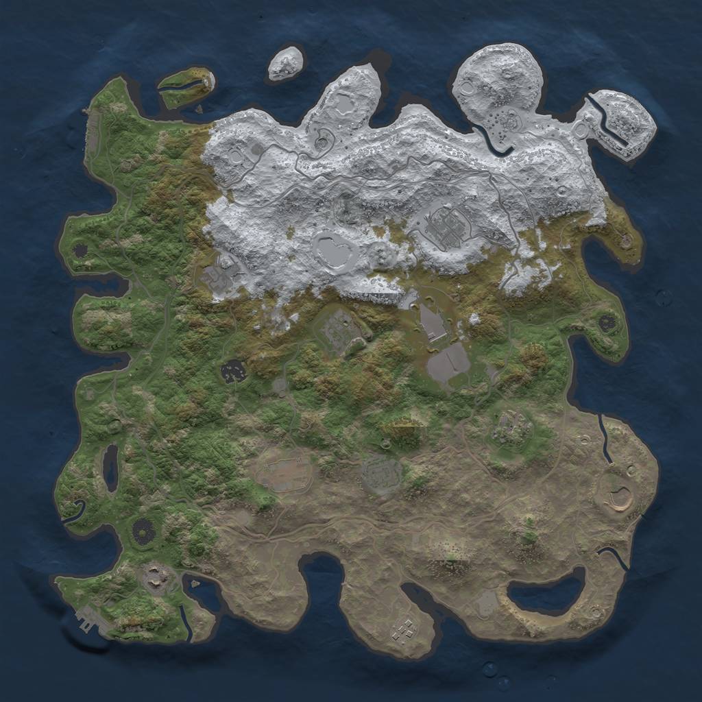 Rust Map: Procedural Map, Size: 4300, Seed: 770199384, 20 Monuments