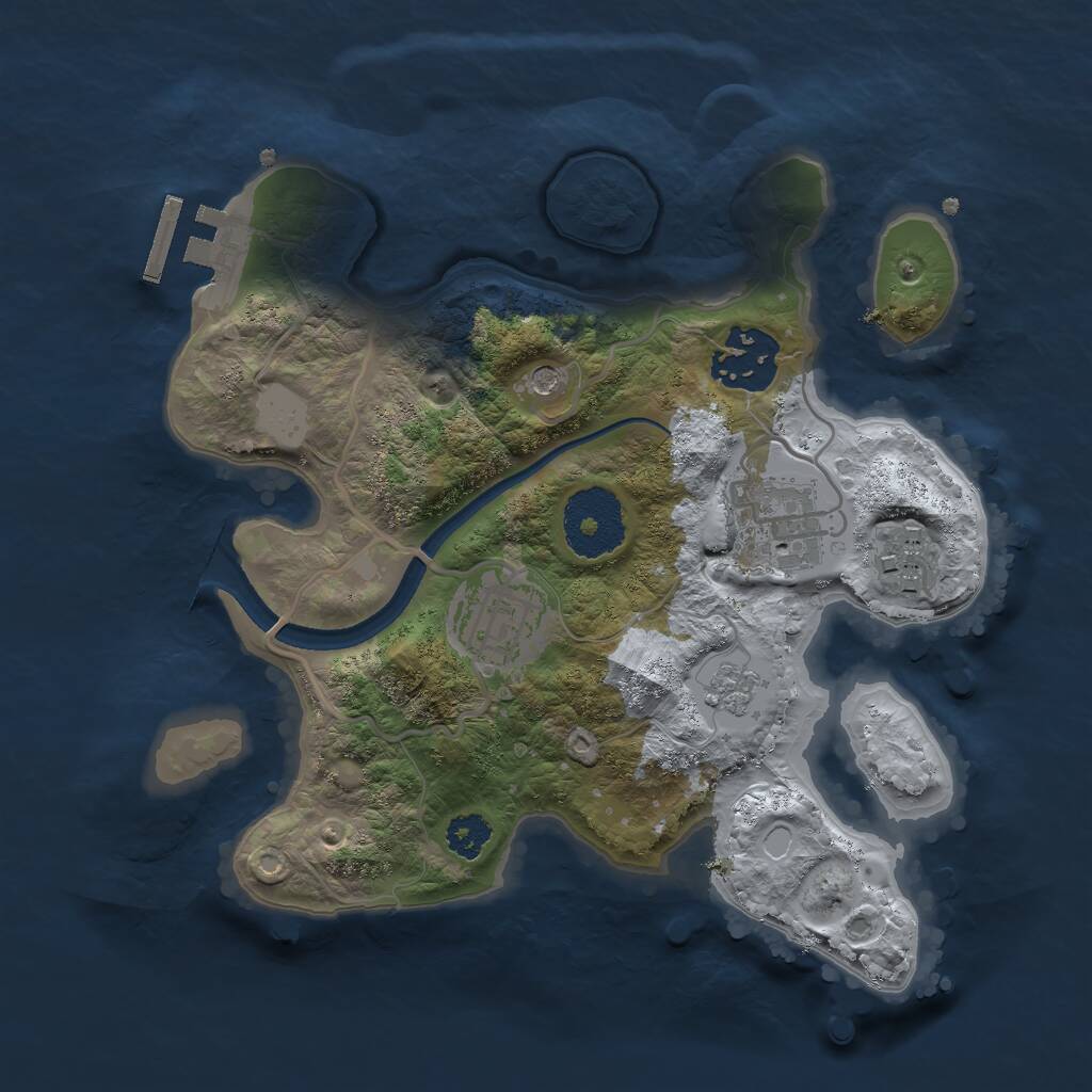 Rust Map: Procedural Map, Size: 2500, Seed: 834925530, 8 Monuments