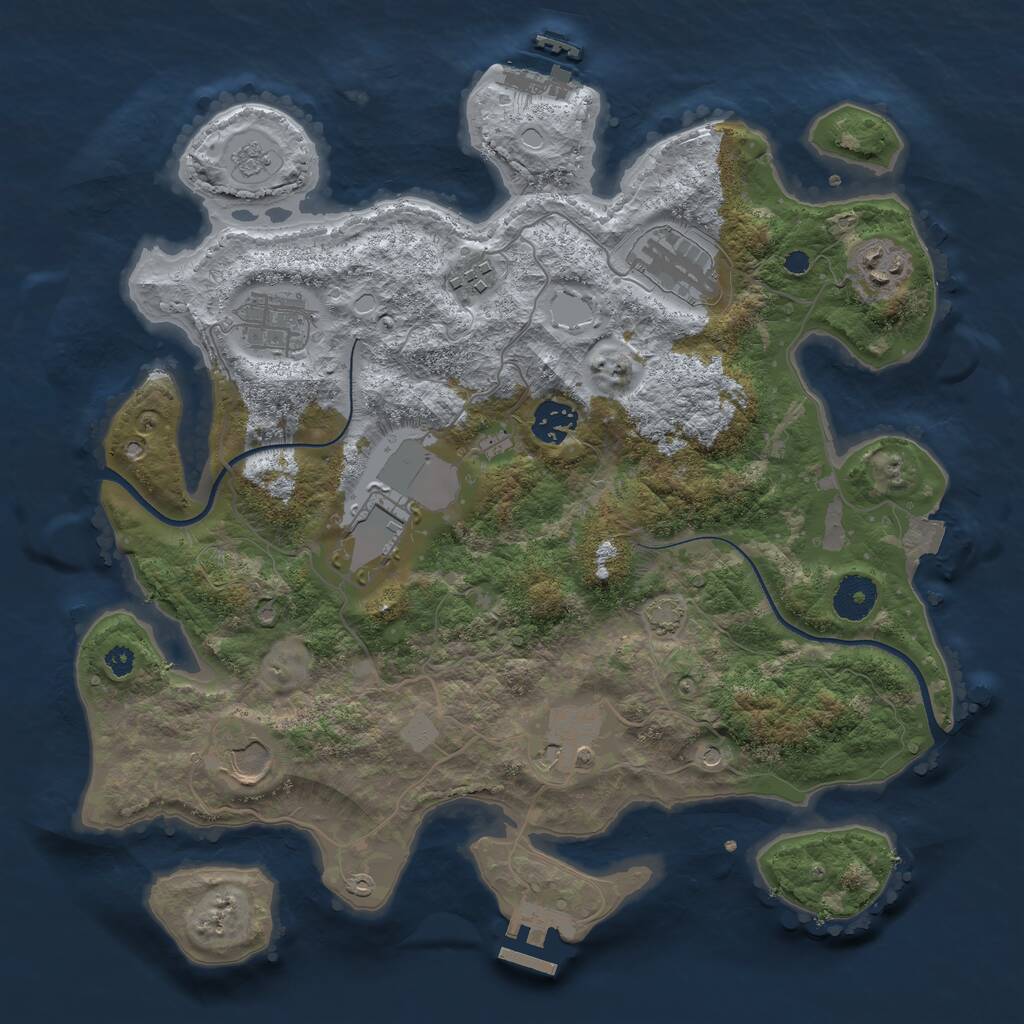 Rust Map: Procedural Map, Size: 3500, Seed: 759344002, 14 Monuments