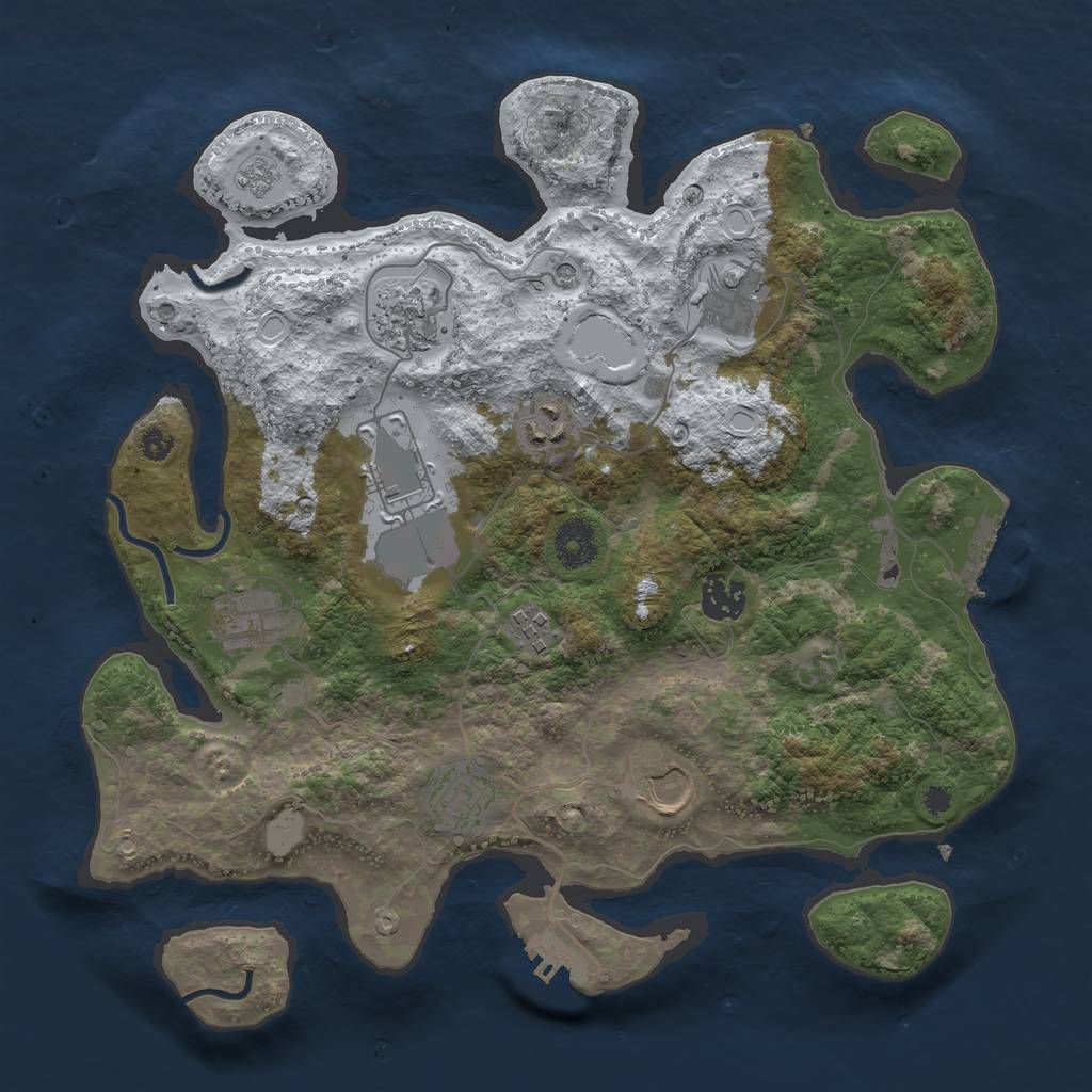 Rust Map: Procedural Map, Size: 3500, Seed: 759344002, 18 Monuments