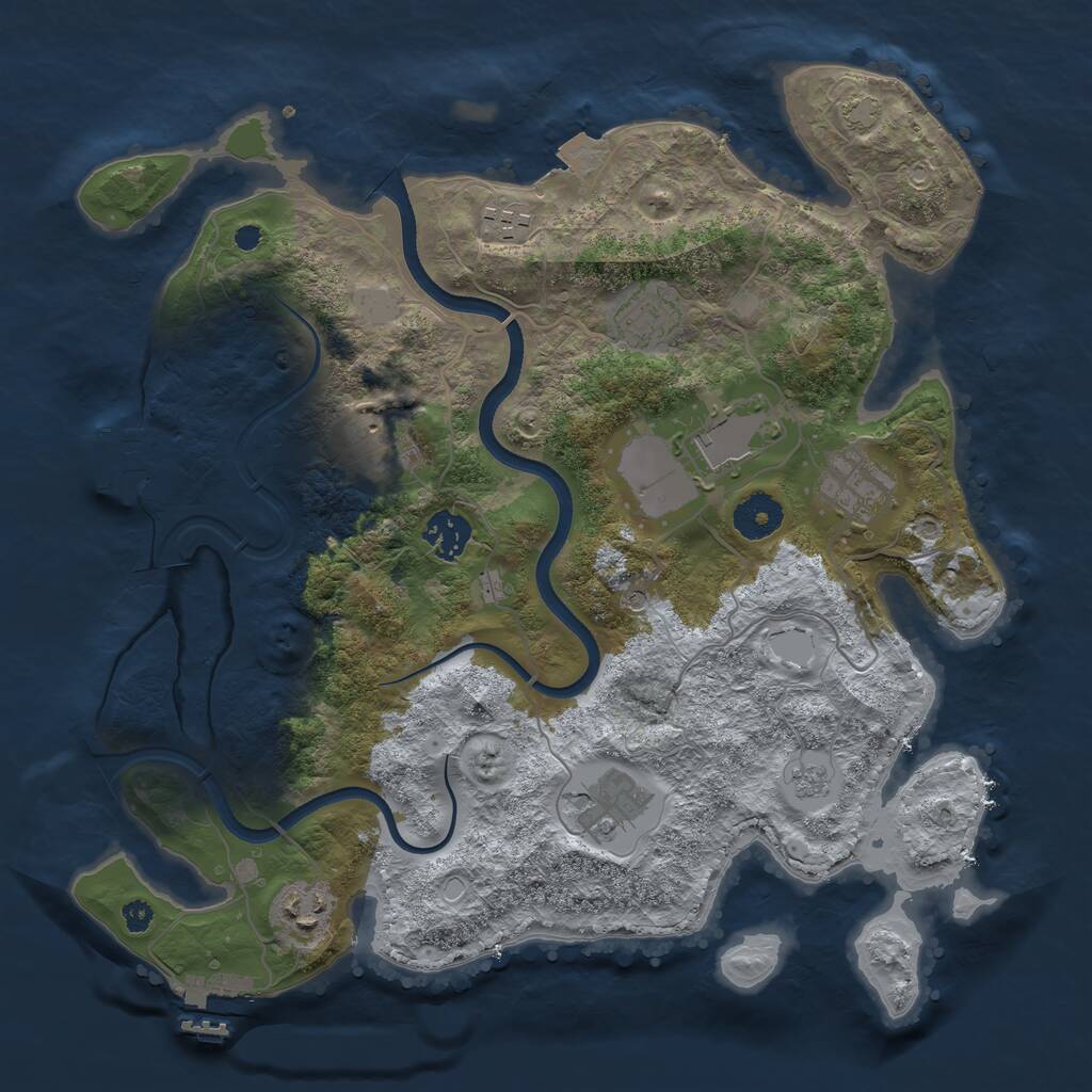Rust Map: Procedural Map, Size: 3500, Seed: 56743, 14 Monuments