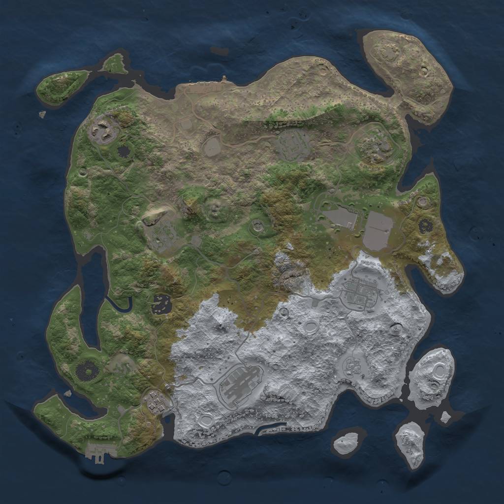 Rust Map: Procedural Map, Size: 3500, Seed: 56743, 17 Monuments