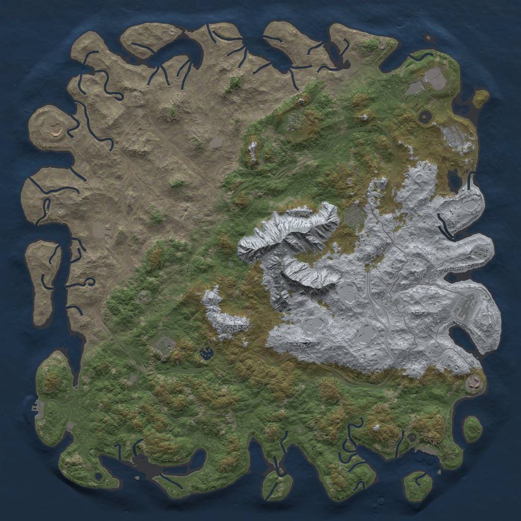 Rust Map: Procedural Map, Size: 6000, Seed: 92535794, 18 Monuments