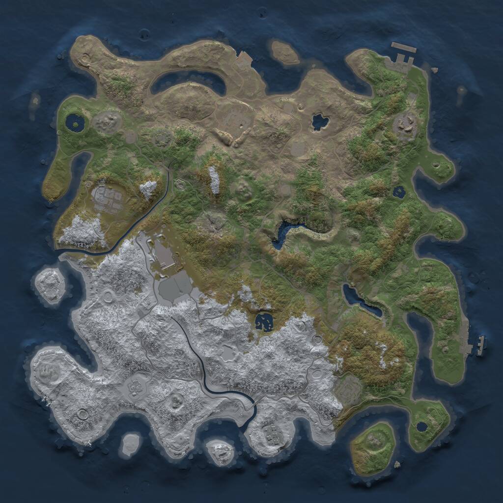 Rust Map: Procedural Map, Size: 4000, Seed: 872233665, 13 Monuments
