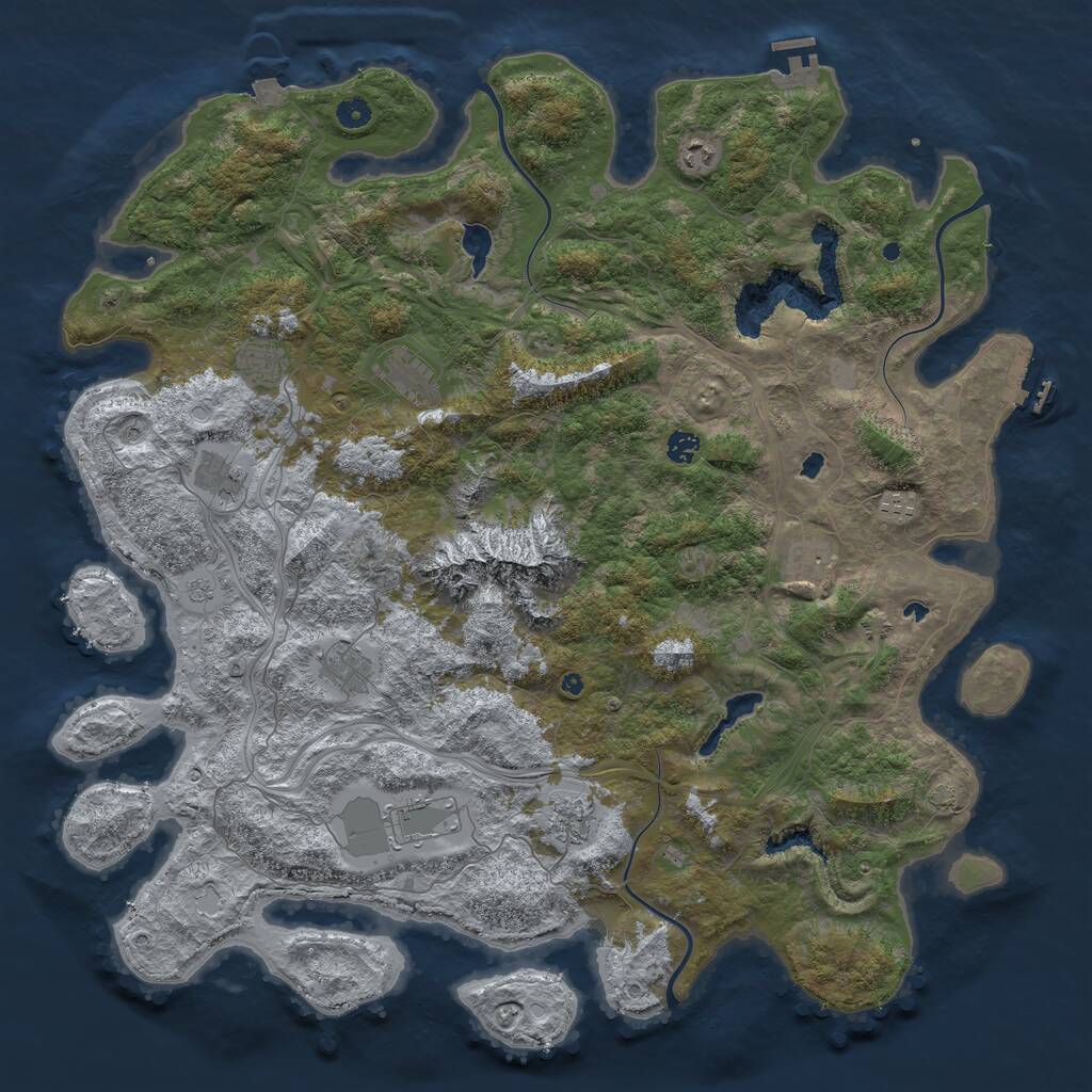 Rust Map: Procedural Map, Size: 5000, Seed: 977857427, 16 Monuments