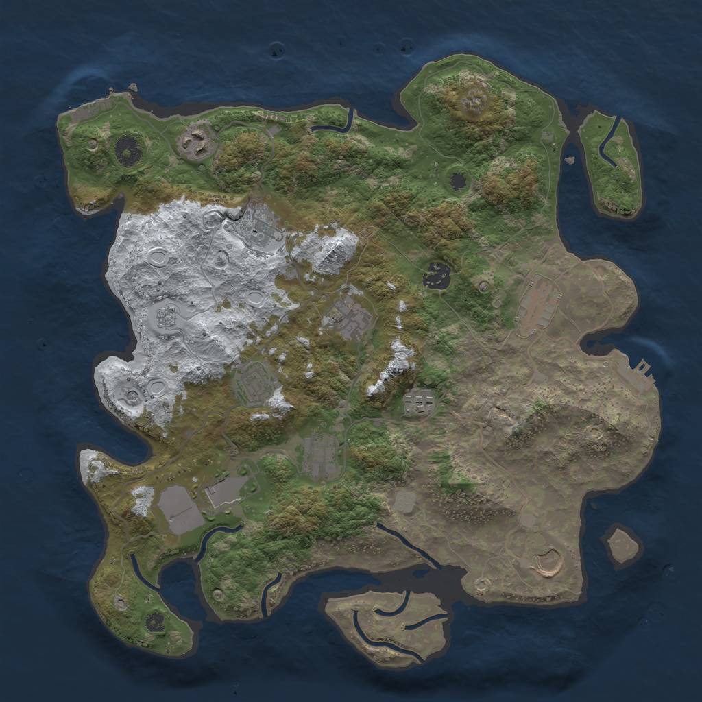 Rust Map: Procedural Map, Size: 3750, Seed: 1388215757, 19 Monuments