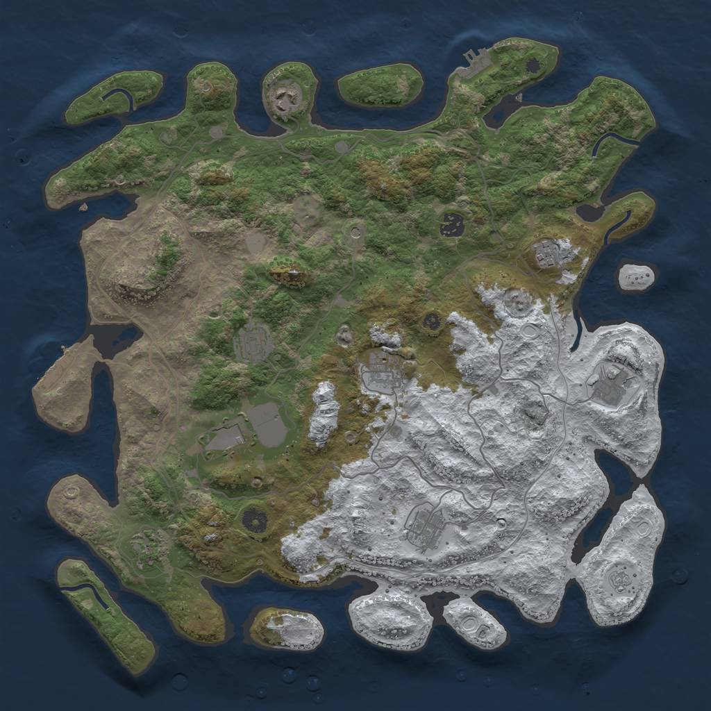 Rust Map: Procedural Map, Size: 4250, Seed: 1459174030, 18 Monuments