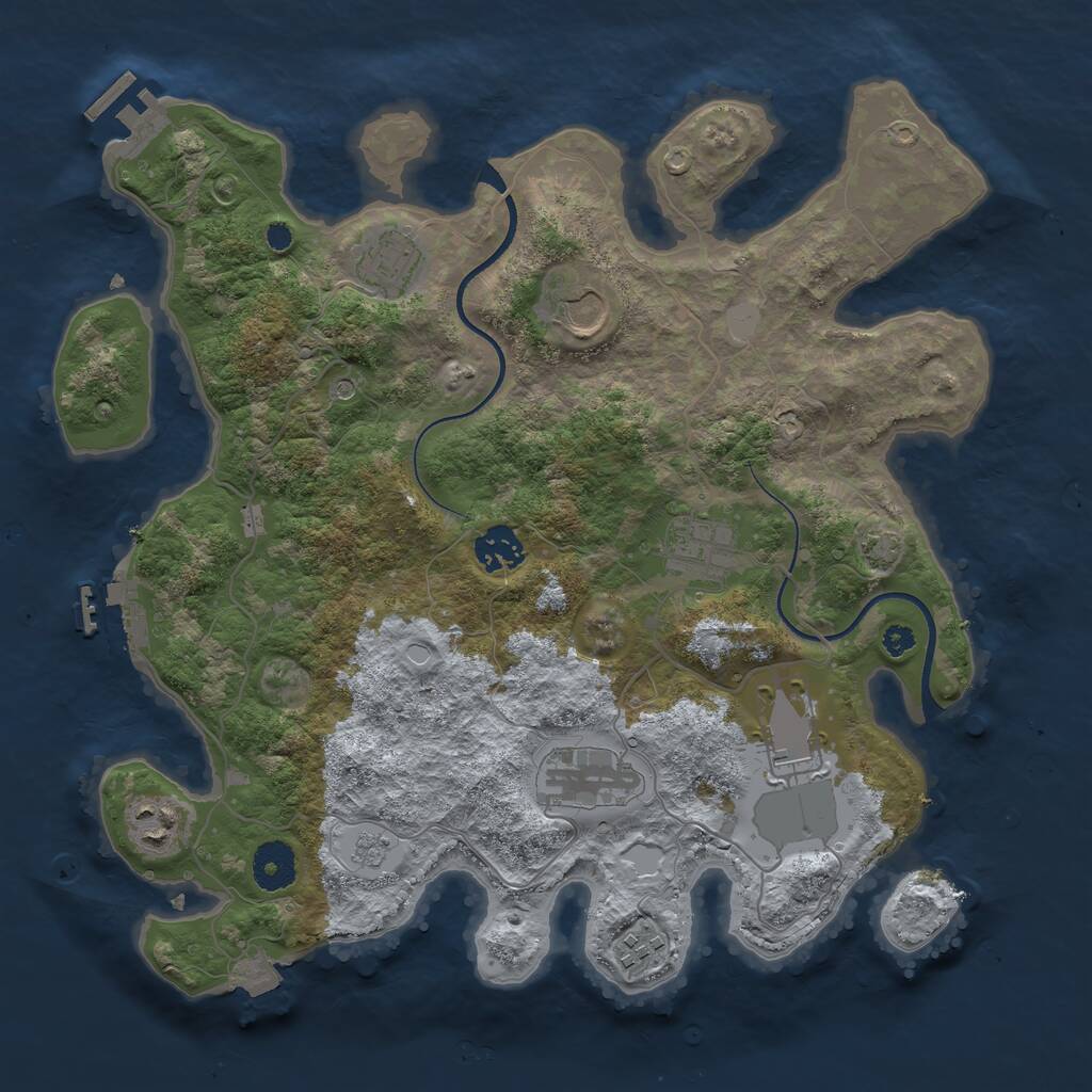 Rust Map: Procedural Map, Size: 3500, Seed: 4274, 14 Monuments