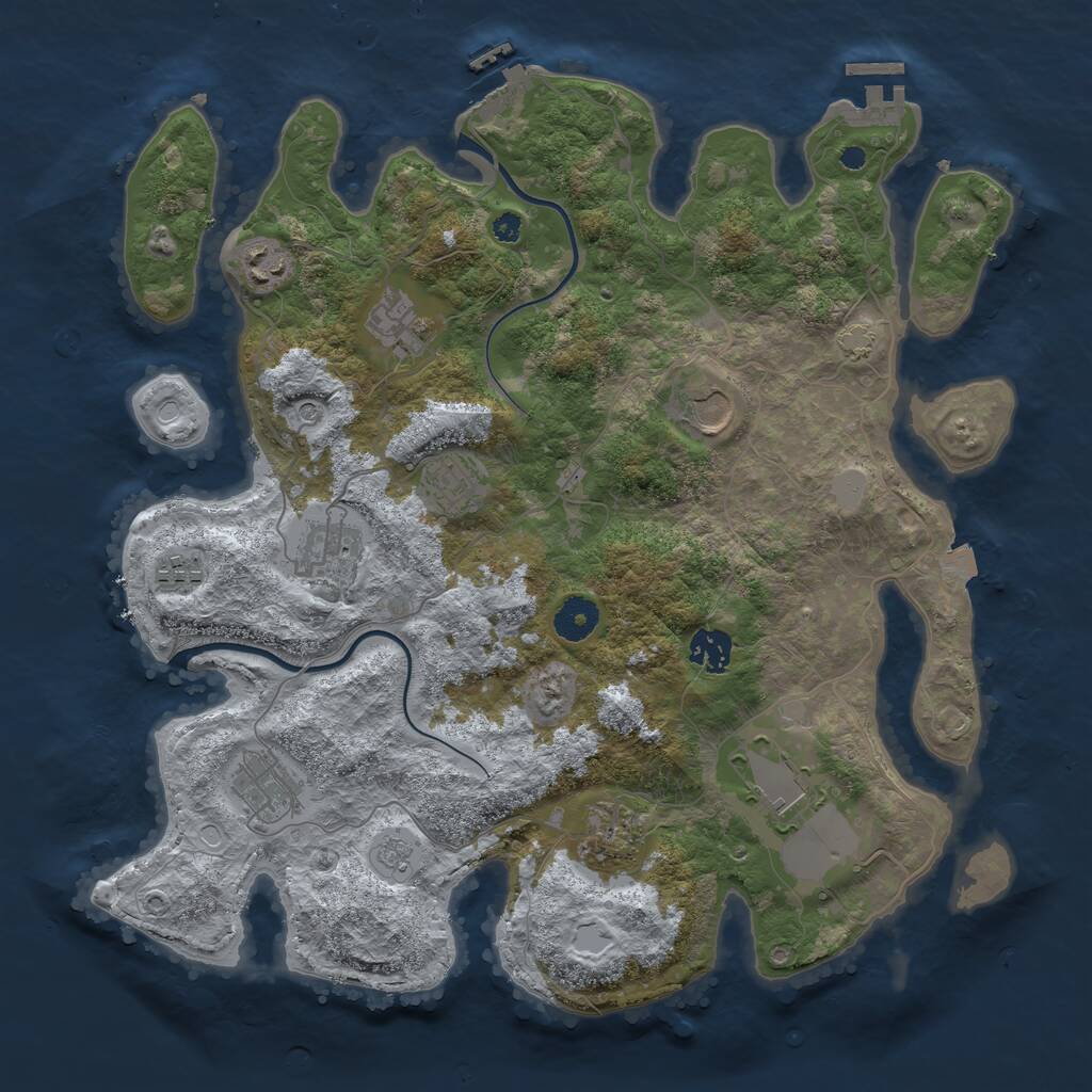 Rust Map: Procedural Map, Size: 3750, Seed: 697, 16 Monuments