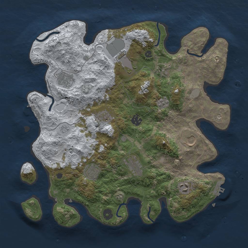 Rust Map: Procedural Map, Size: 3550, Seed: 725193, 19 Monuments