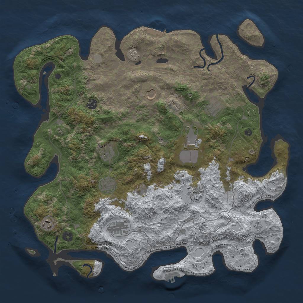 Rust Map: Procedural Map, Size: 4250, Seed: 2928515, 19 Monuments