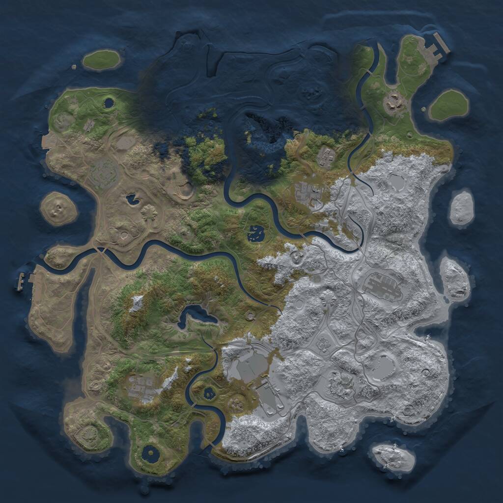 Rust Map: Procedural Map, Size: 4250, Seed: 2689393, 16 Monuments