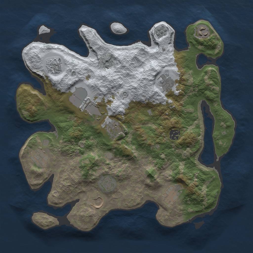 Rust Map: Barren, Size: 3500, Seed: 1425642804, 14 Monuments