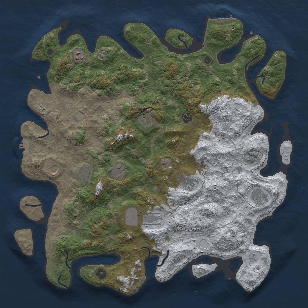 Rust Map: Procedural Map, Size: 4500, Seed: 5379203, 19 Monuments