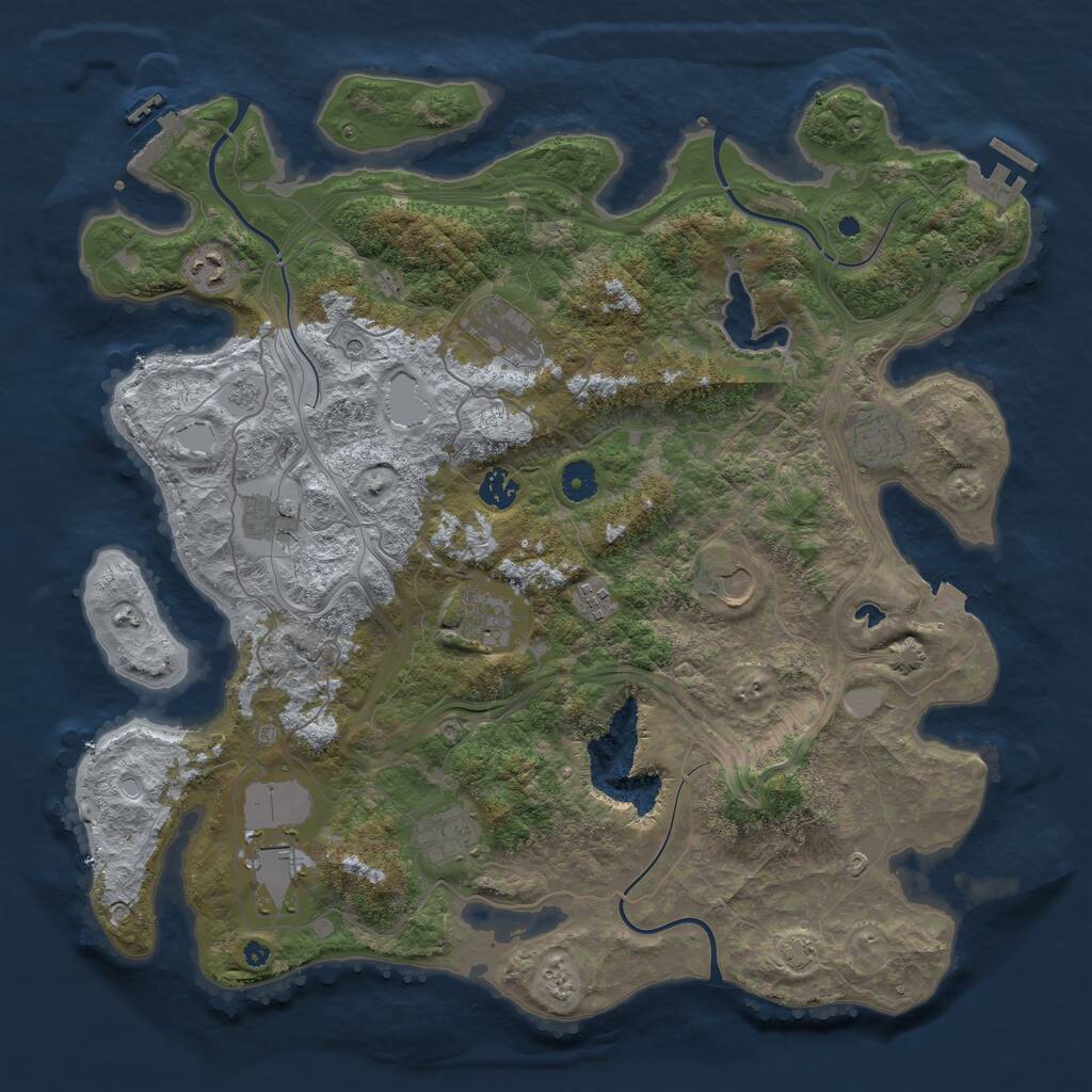 Rust Map: Procedural Map, Size: 4250, Seed: 1734561, 16 Monuments