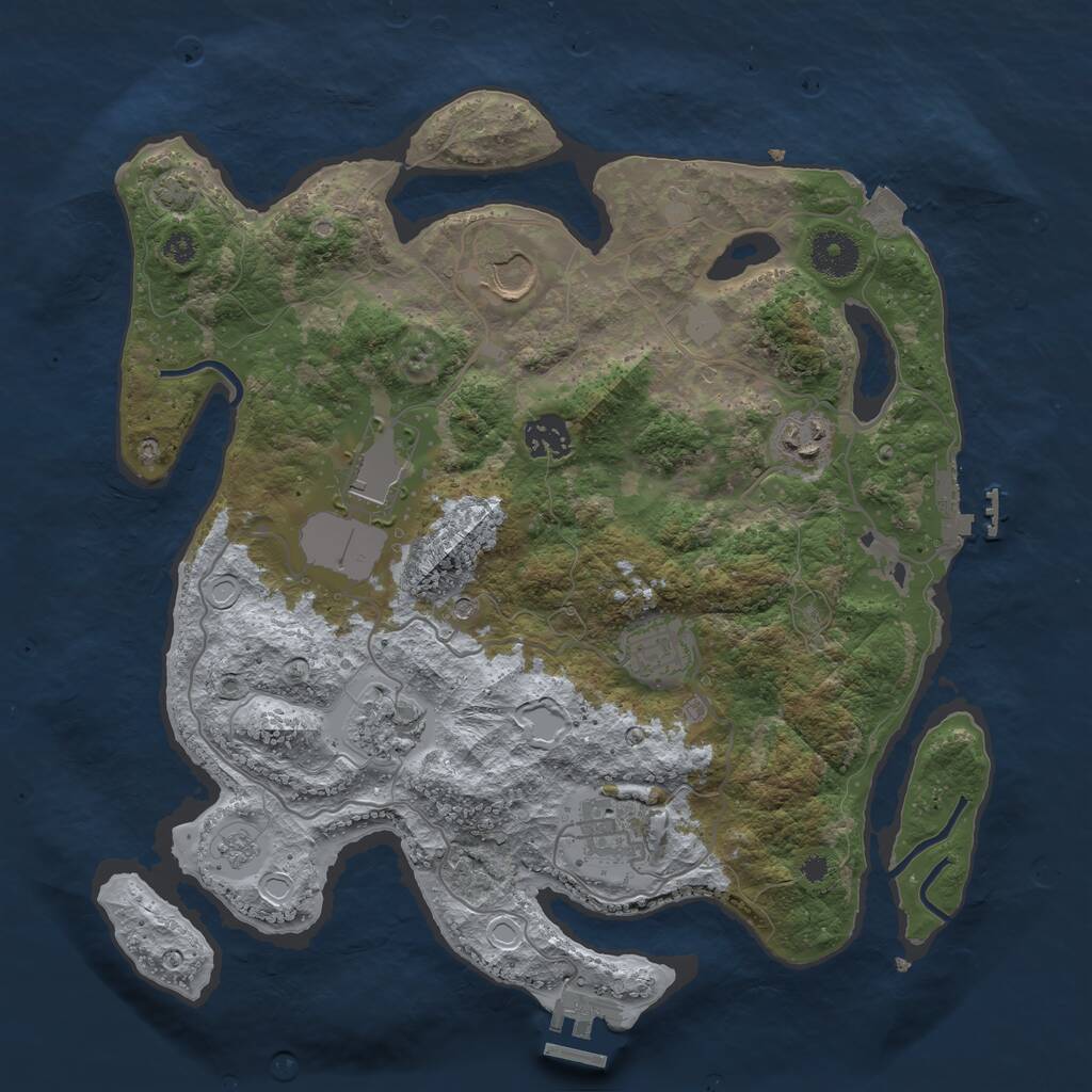 Rust Map: Procedural Map, Size: 3500, Seed: 6285939, 13 Monuments