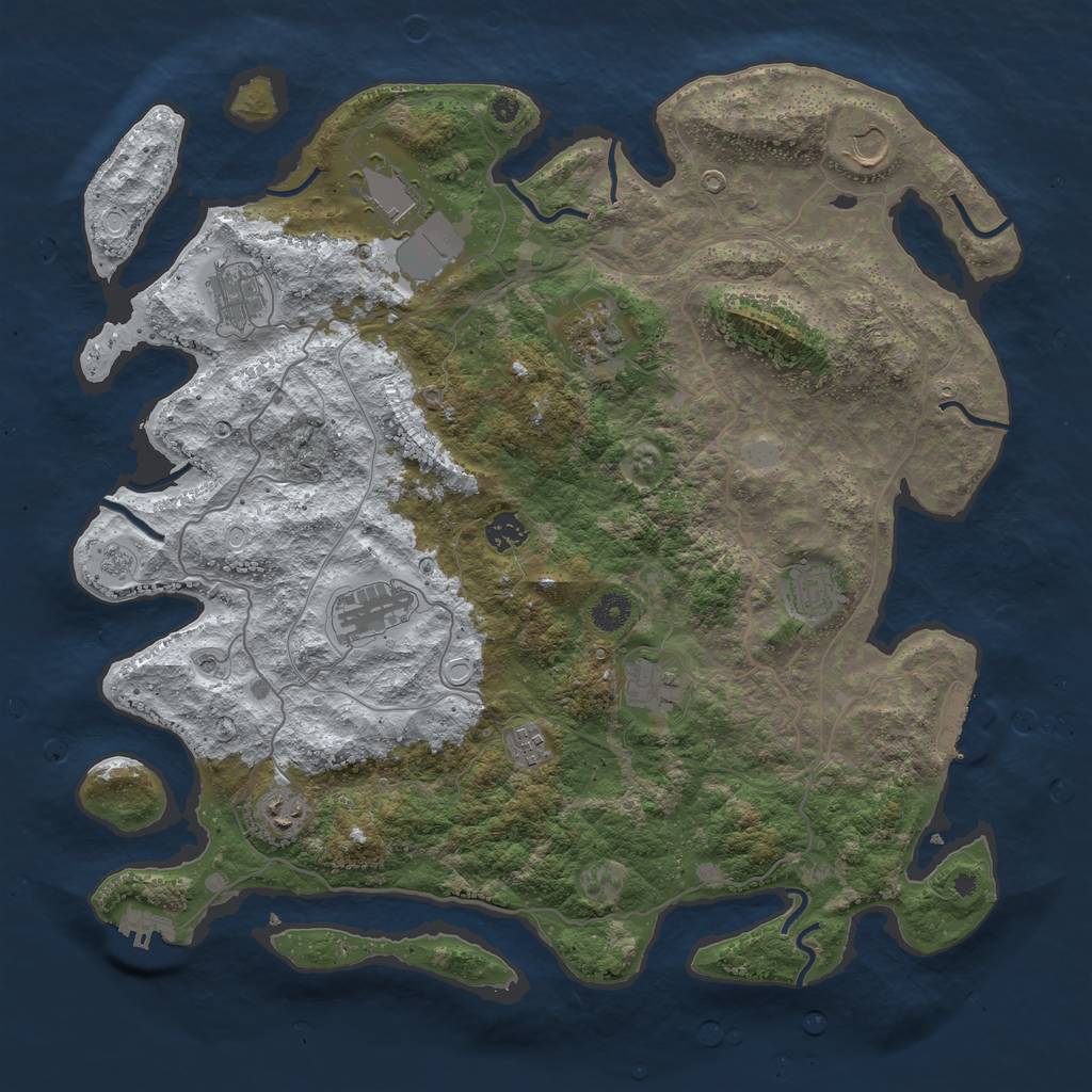 Rust Map: Procedural Map, Size: 4250, Seed: 708730, 19 Monuments