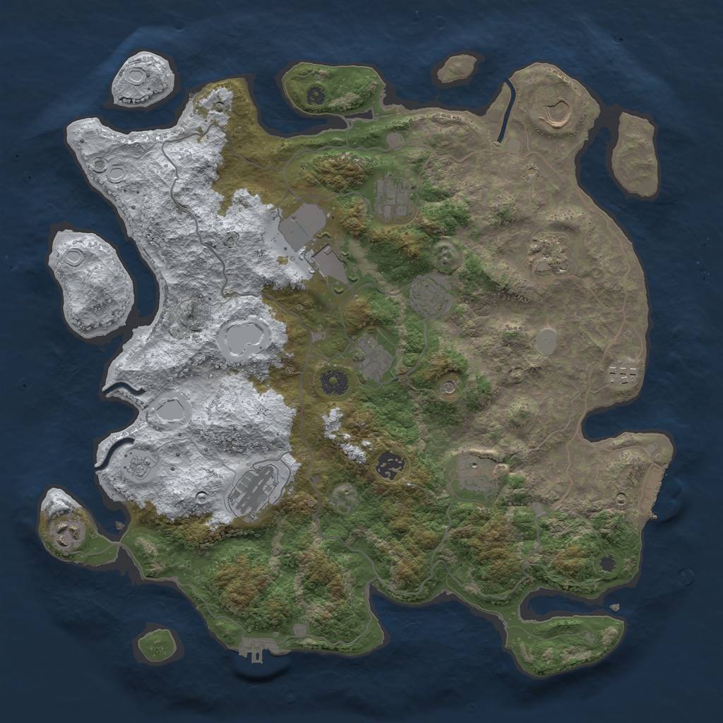 Rust Map: Procedural Map, Size: 4000, Seed: 5353151, 20 Monuments