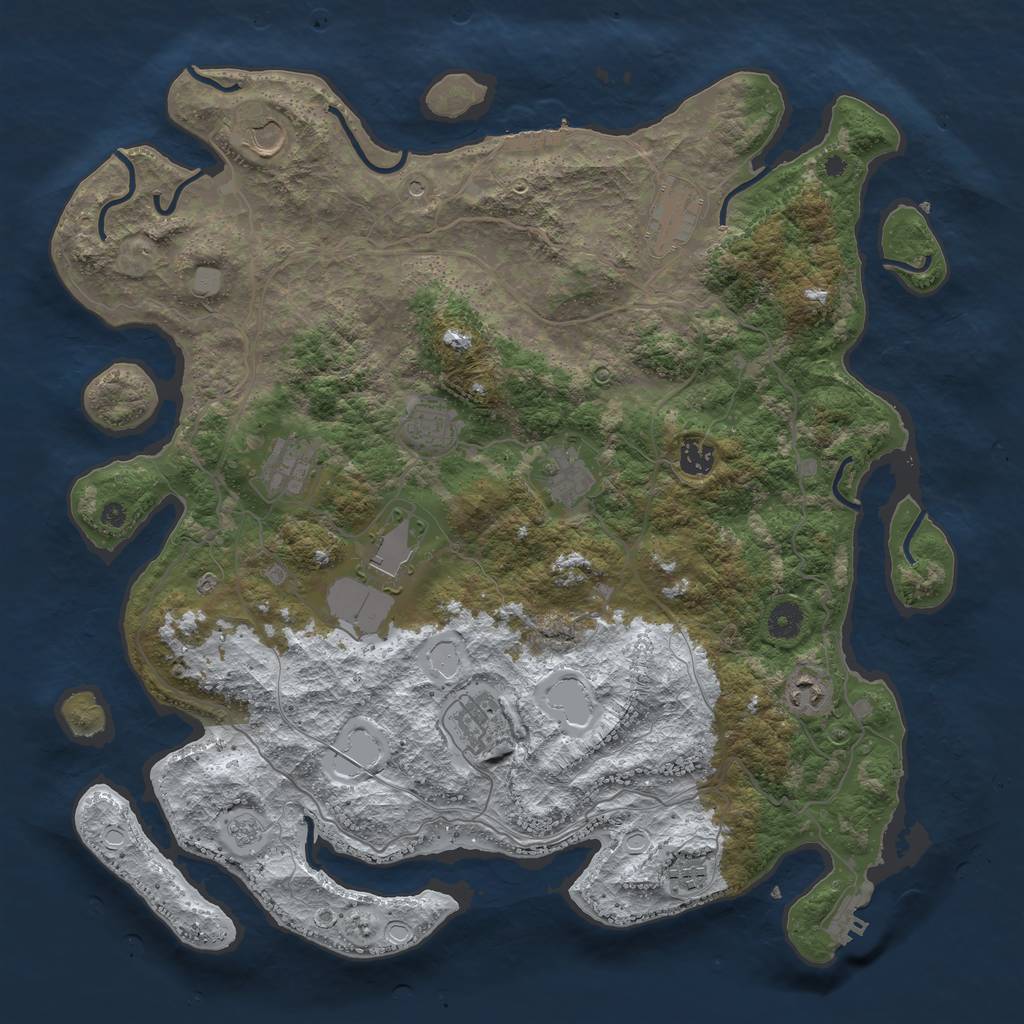 Rust Map: Procedural Map, Size: 4250, Seed: 4073877, 19 Monuments