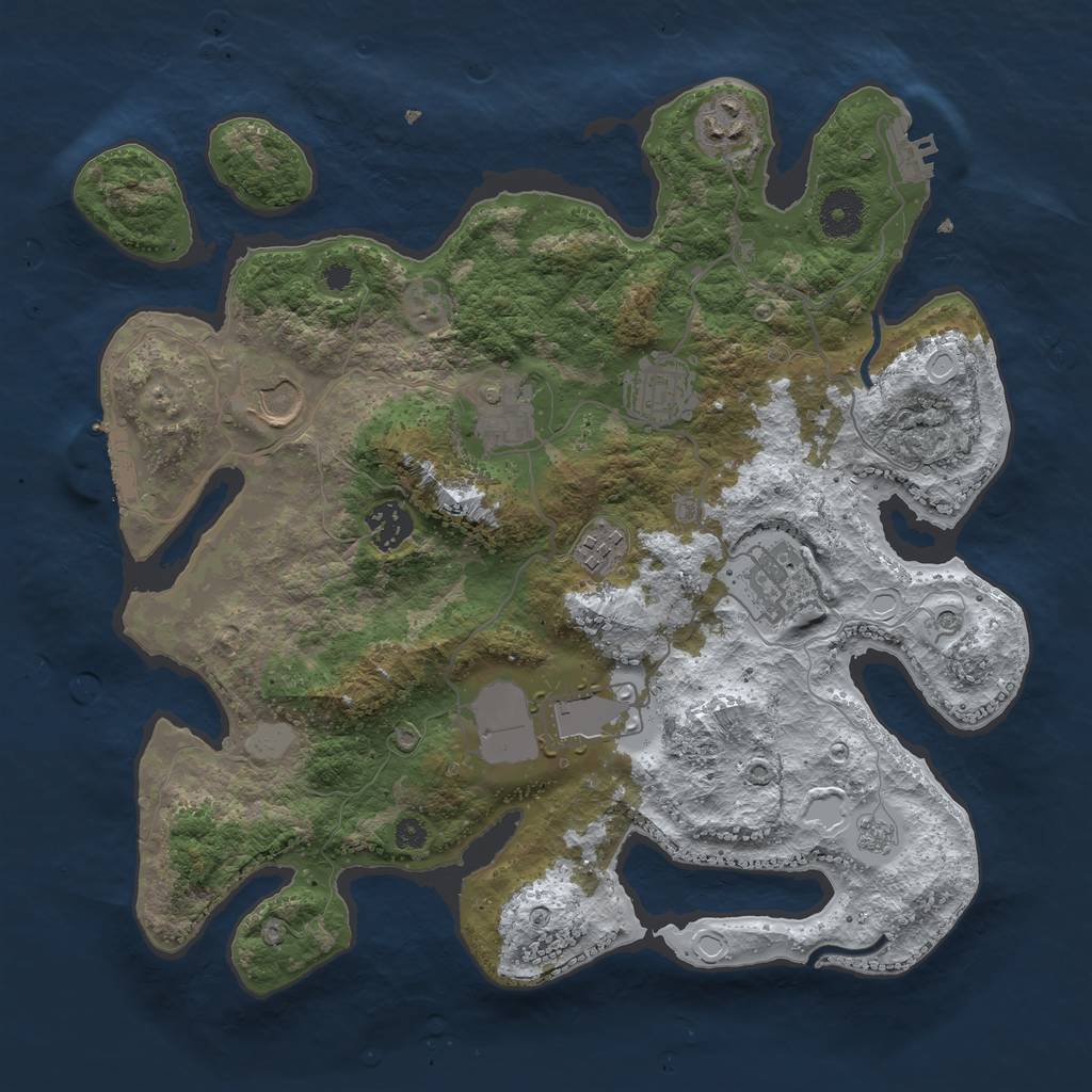 Rust Map: Procedural Map, Size: 3500, Seed: 123517, 17 Monuments
