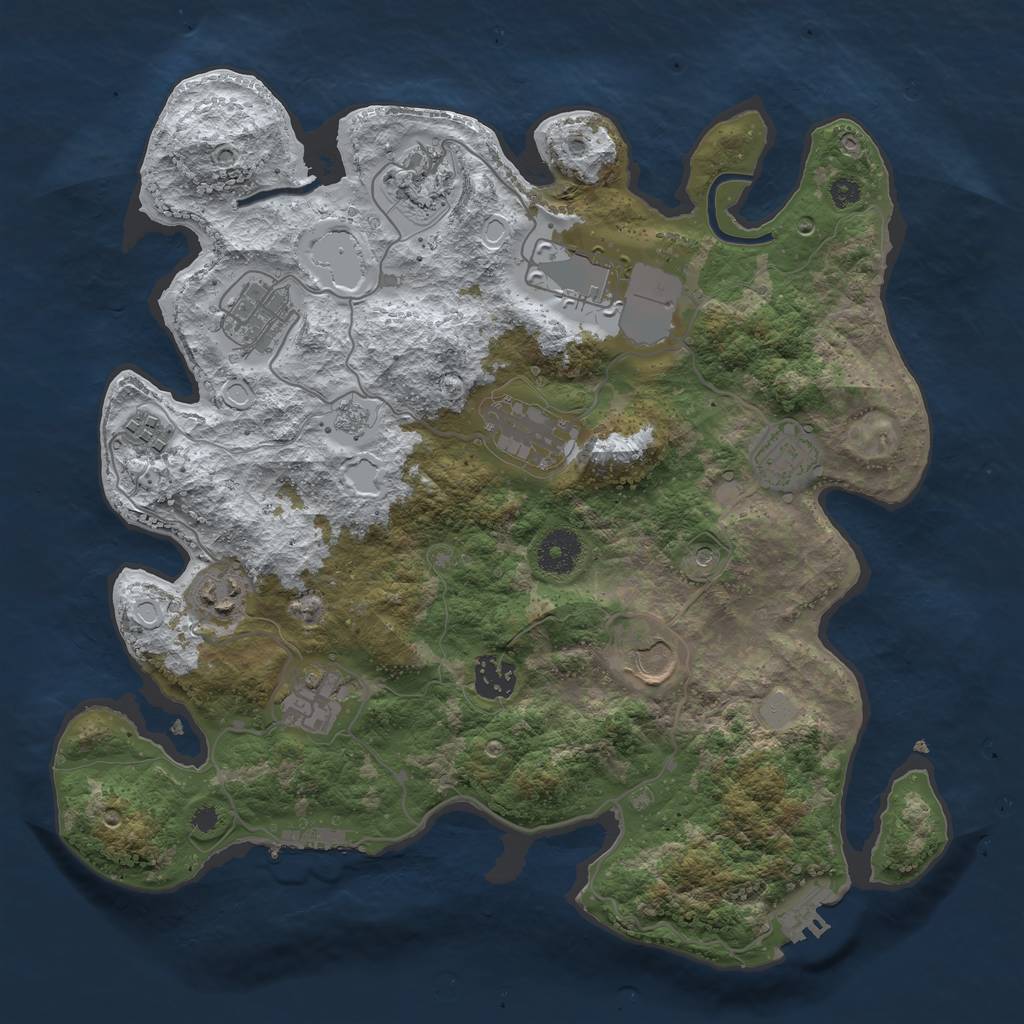 Rust Map: Procedural Map, Size: 3500, Seed: 1169477348, 19 Monuments