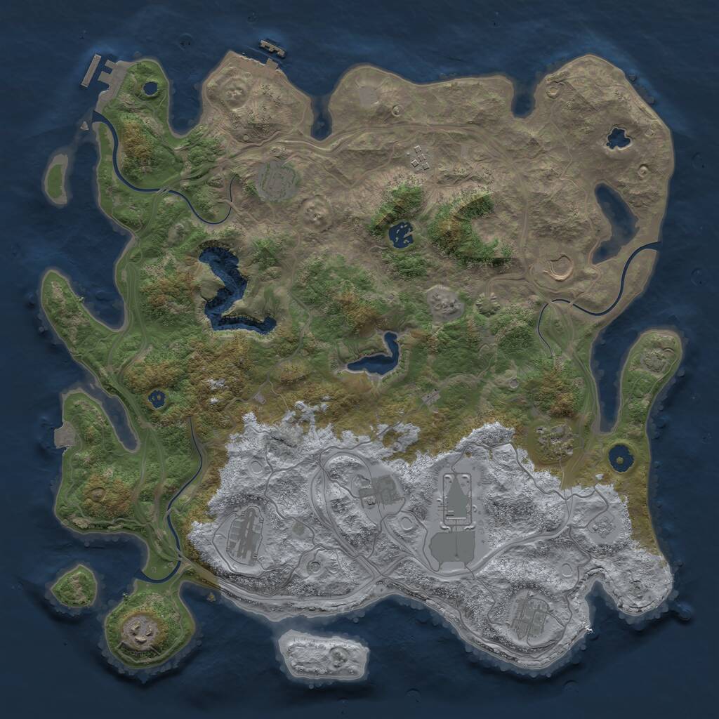 Rust Map: Procedural Map, Size: 4250, Seed: 2186874, 16 Monuments