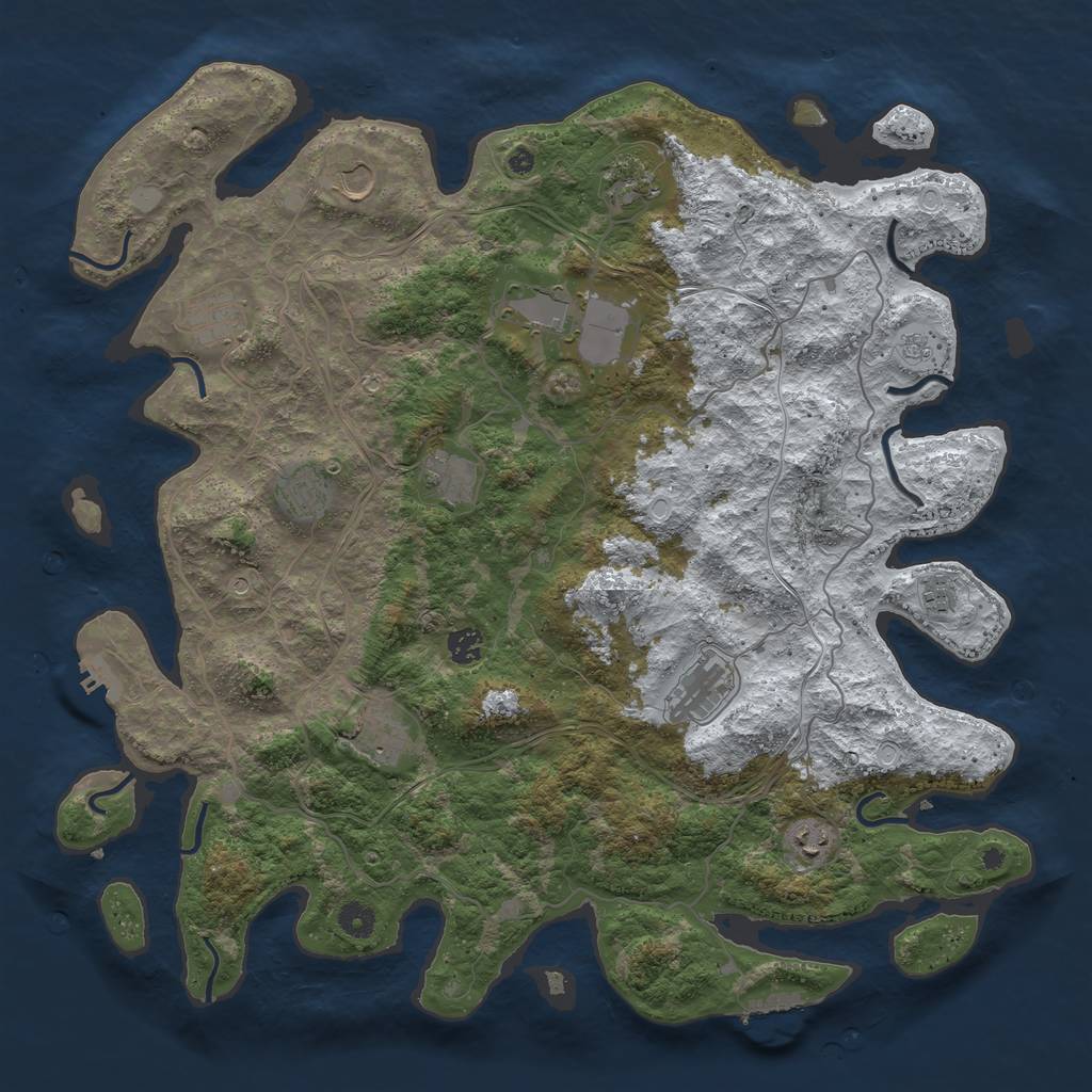 Rust Map: Procedural Map, Size: 4500, Seed: 5355801, 20 Monuments