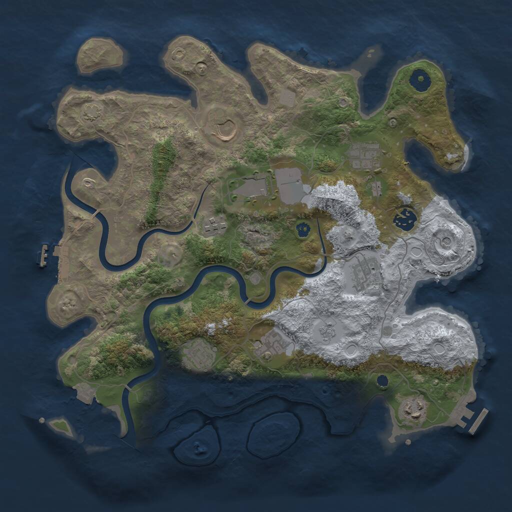 Rust Map: Procedural Map, Size: 3600, Seed: 34513, 15 Monuments