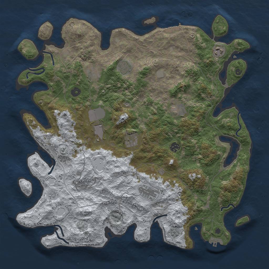 Rust Map: Procedural Map, Size: 4250, Seed: 3460056, 18 Monuments