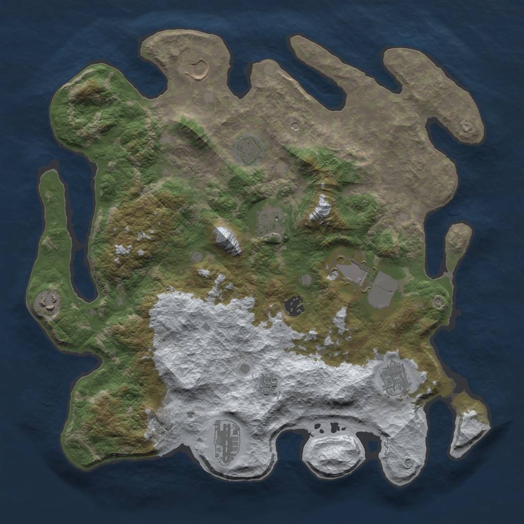 Rust Map: Barren, Size: 4000, Seed: 80, 12 Monuments