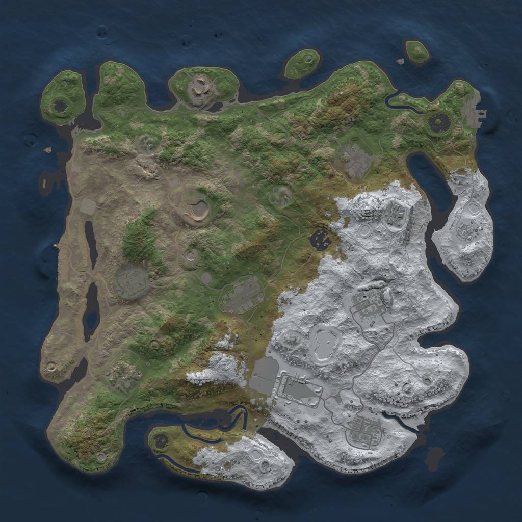 Rust Map: Procedural Map, Size: 3750, Seed: 477175391, 20 Monuments