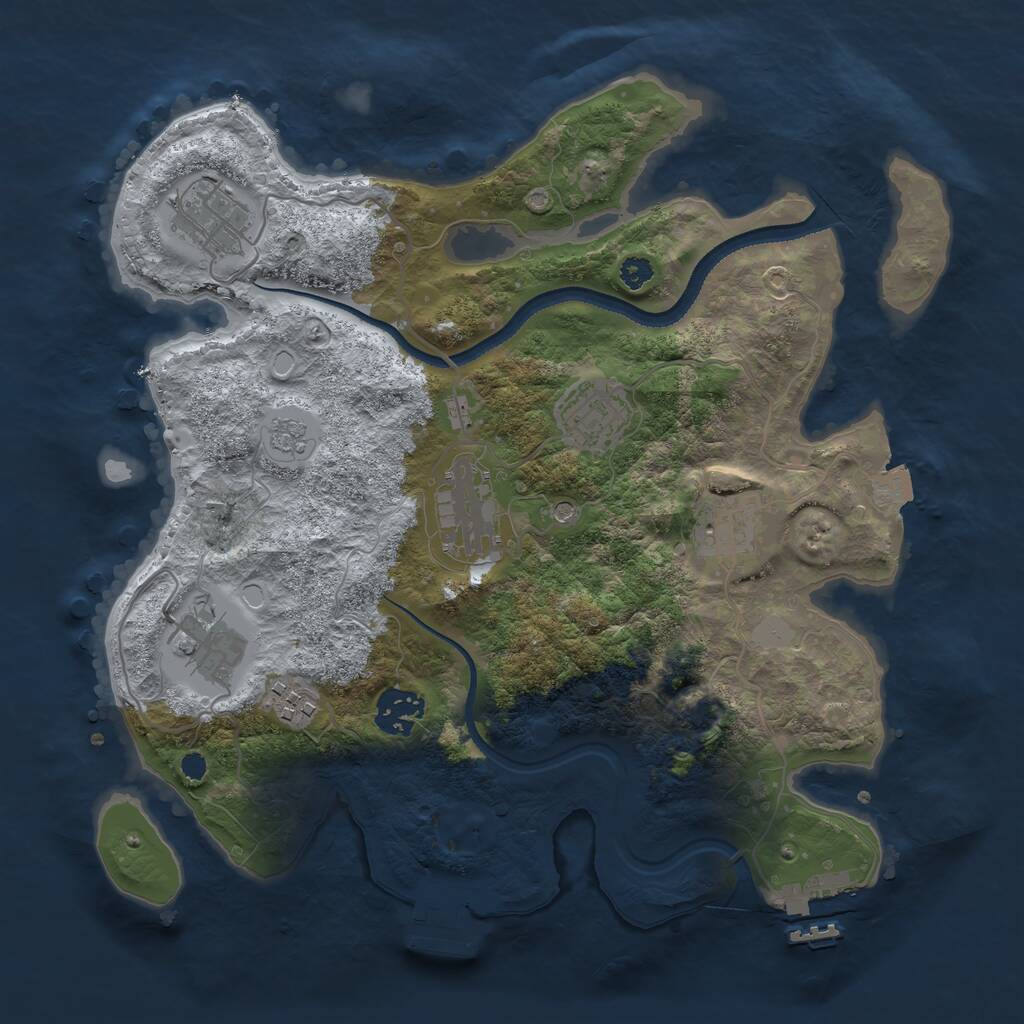 Rust Map: Procedural Map, Size: 3200, Seed: 6097312, 13 Monuments