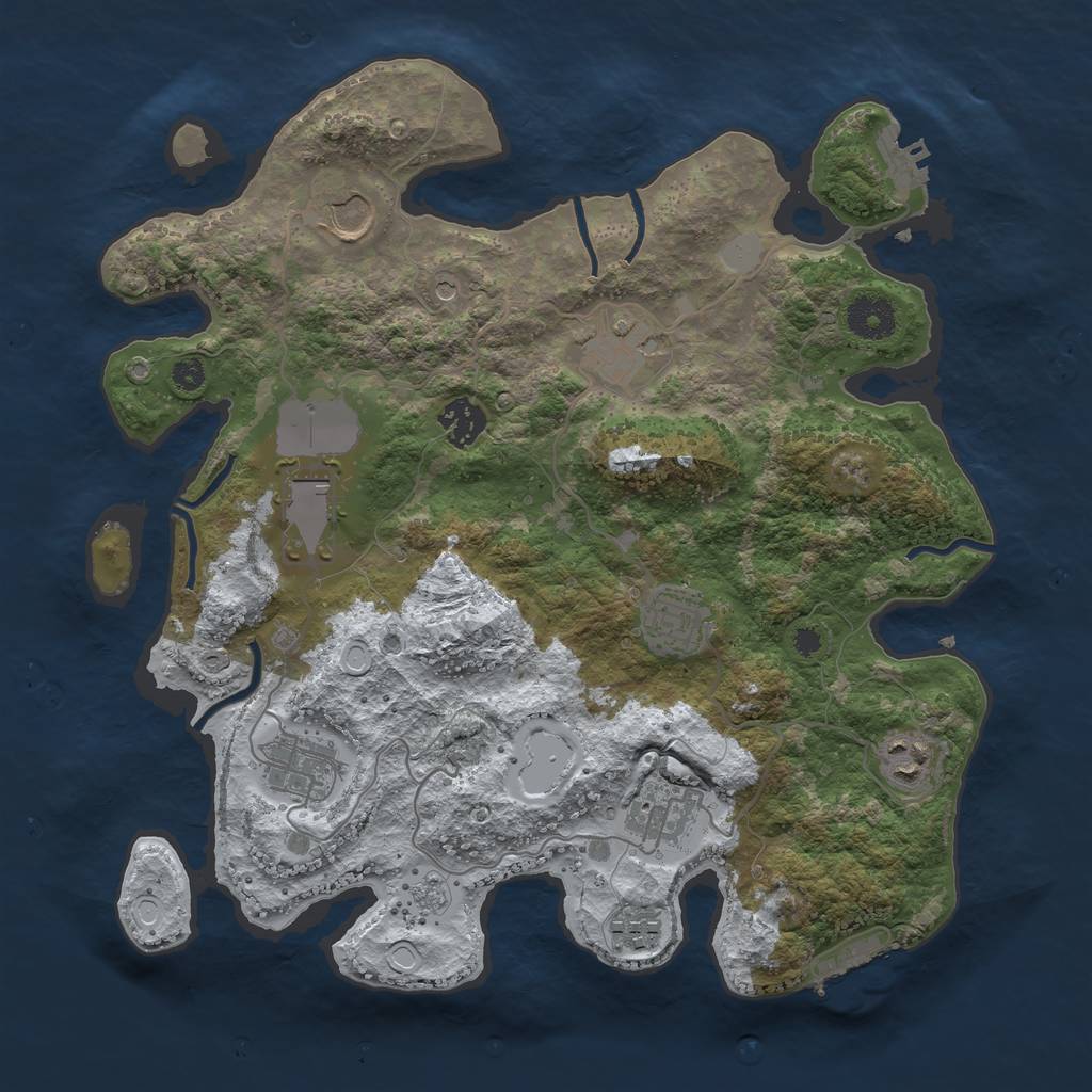 Rust Map: Procedural Map, Size: 3500, Seed: 4272135, 18 Monuments