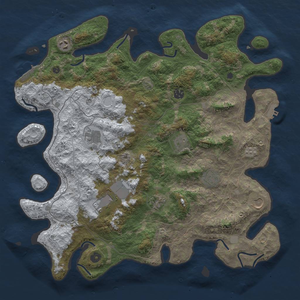 Rust Map: Procedural Map, Size: 4250, Seed: 2469055, 18 Monuments