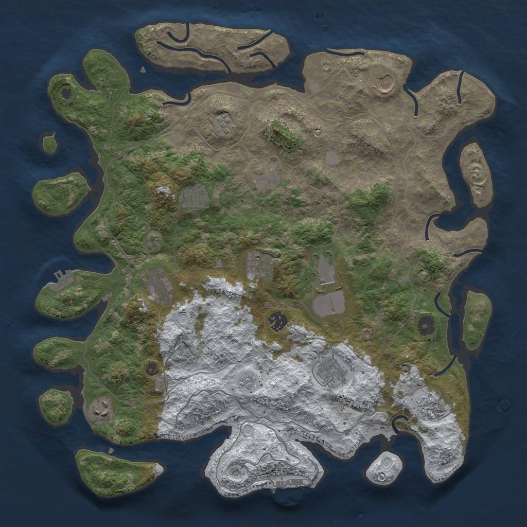 Rust Map: Procedural Map, Size: 4250, Seed: 2282559, 20 Monuments