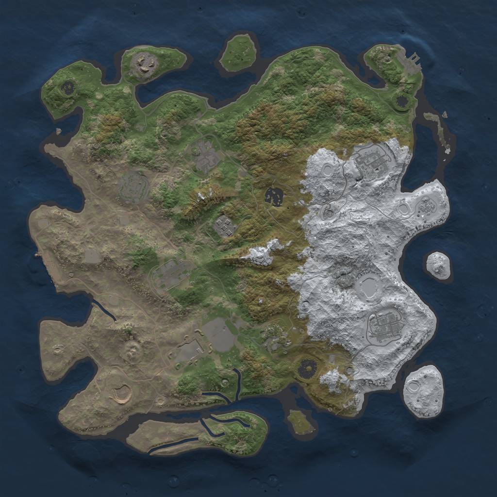 Rust Map: Procedural Map, Size: 3850, Seed: 2129168096, 20 Monuments