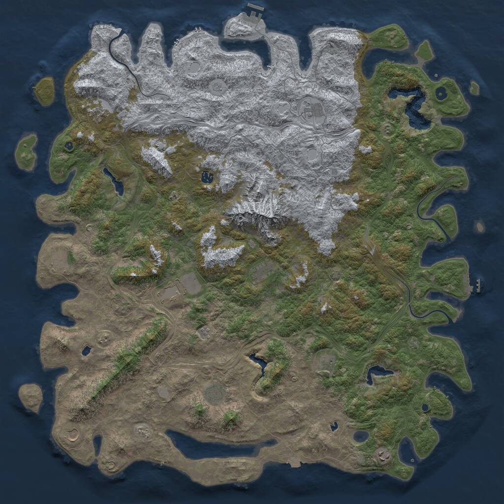 Rust Map: Procedural Map, Size: 6000, Seed: 843585, 17 Monuments
