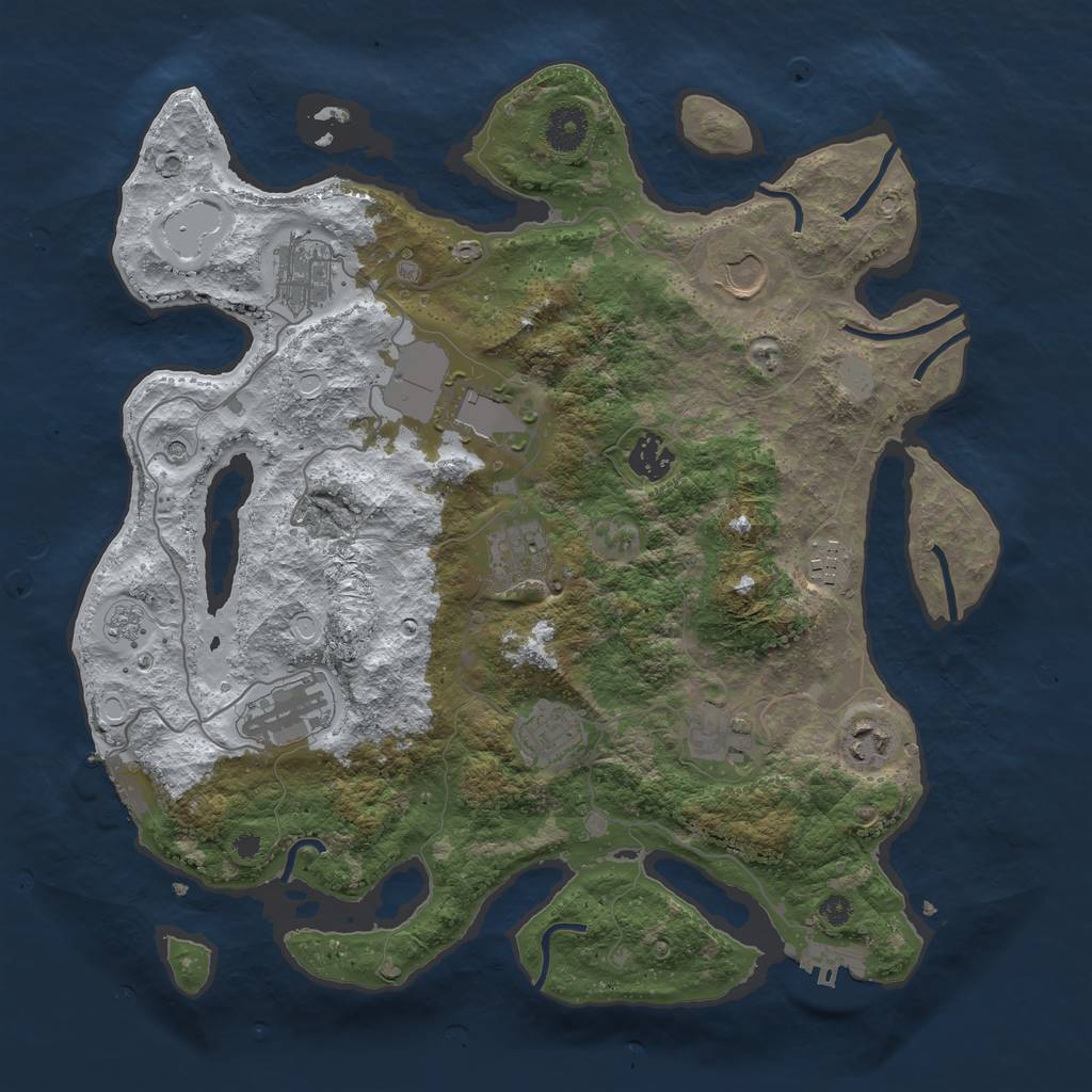 Rust Map: Procedural Map, Size: 3700, Seed: 3095503, 19 Monuments