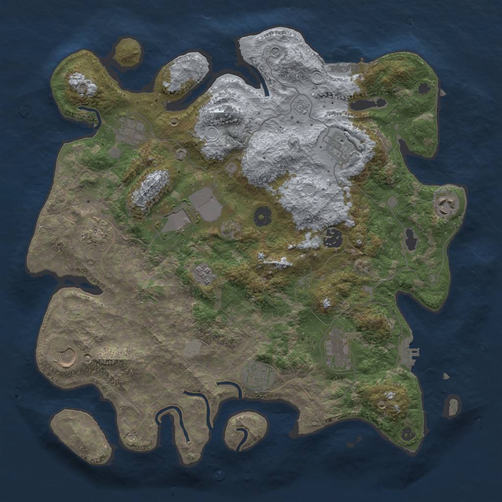 Rust Map: Procedural Map, Size: 3850, Seed: 1257901113, 17 Monuments