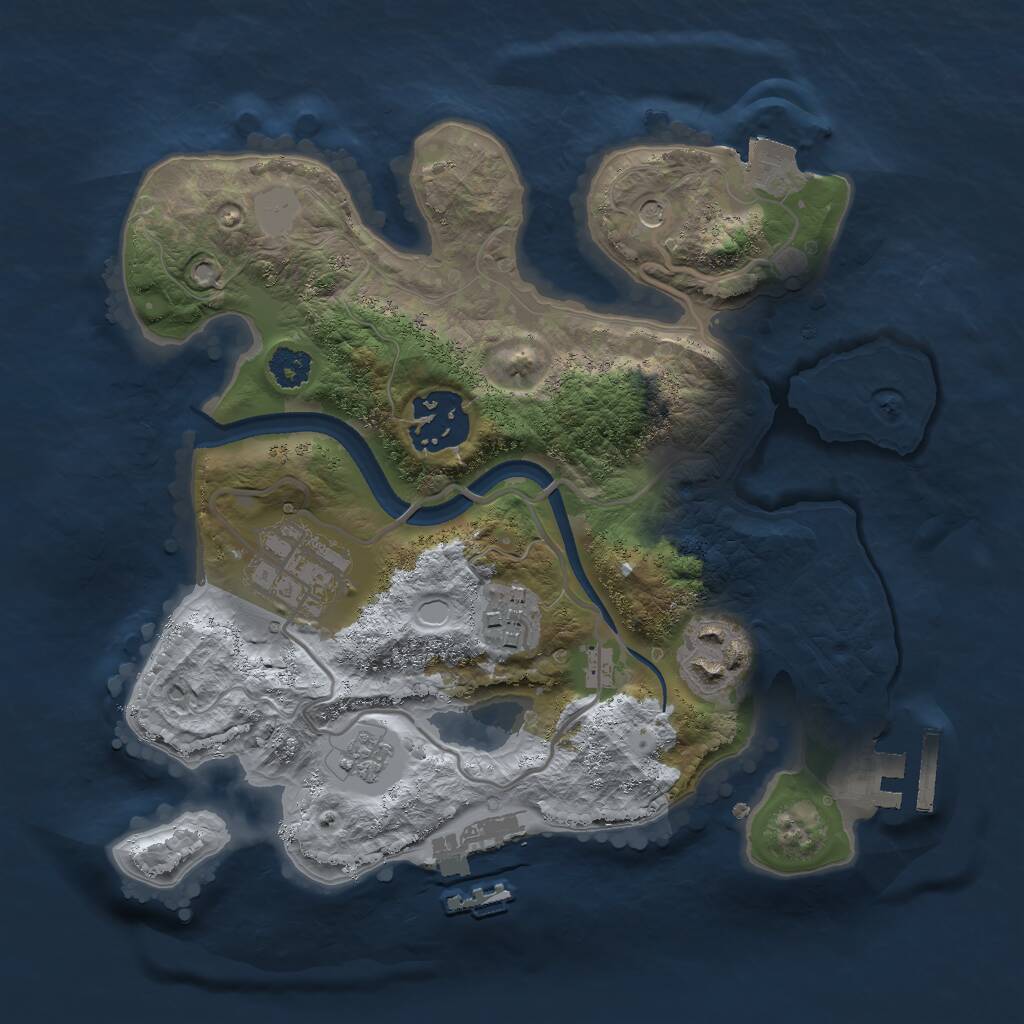 Rust Map: Procedural Map, Size: 2500, Seed: 1933422684, 9 Monuments