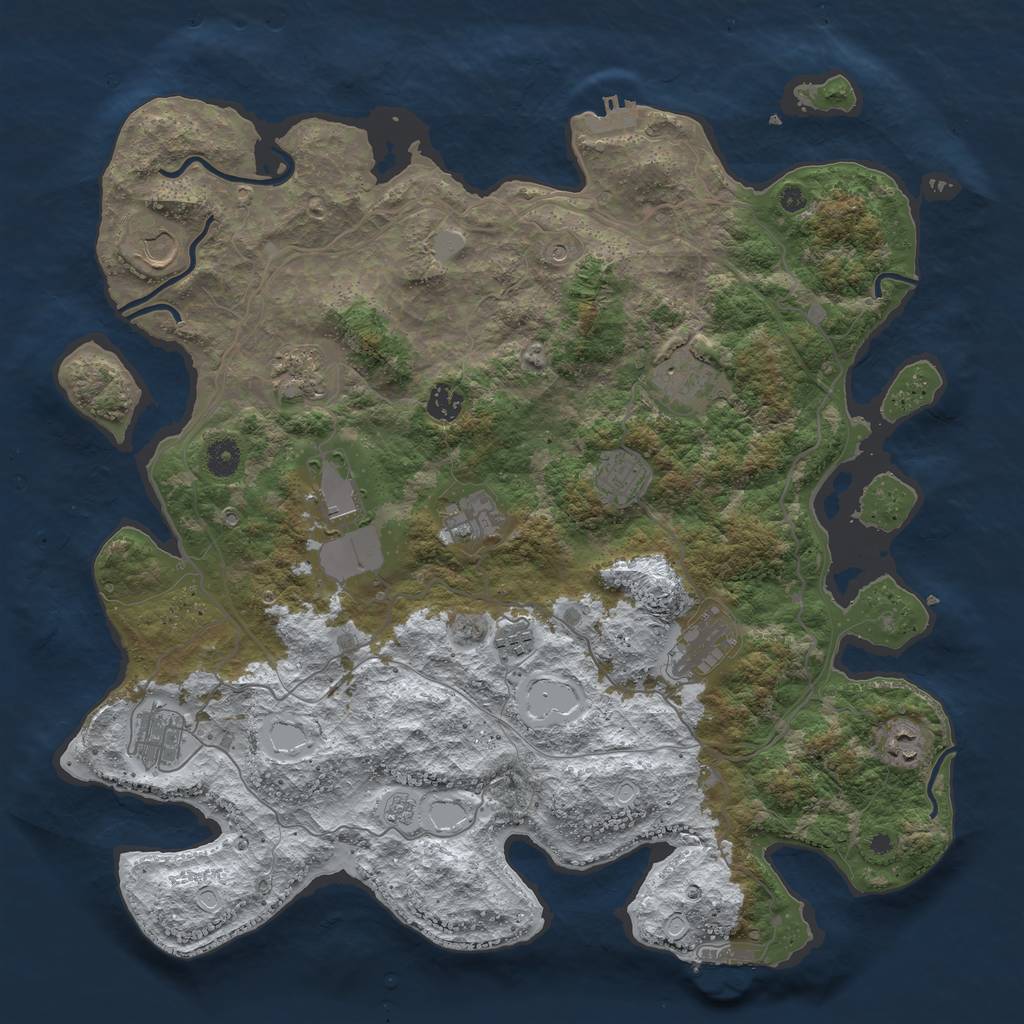 Rust Map: Procedural Map, Size: 4250, Seed: 2409677, 20 Monuments